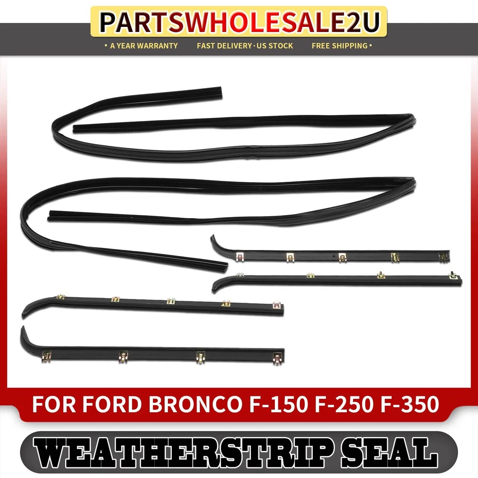 Kit de tira meteorológica canal de varredura e corrida de janela 6 peças para Ford Bronco F-150 F-250 HD - Imagem 1 de 4