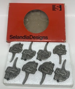 Set of 8 Selandia Designs Silverplated Mouse Cheese Marker Set GOUDA SWISS BRIE - Picture 1 of 4