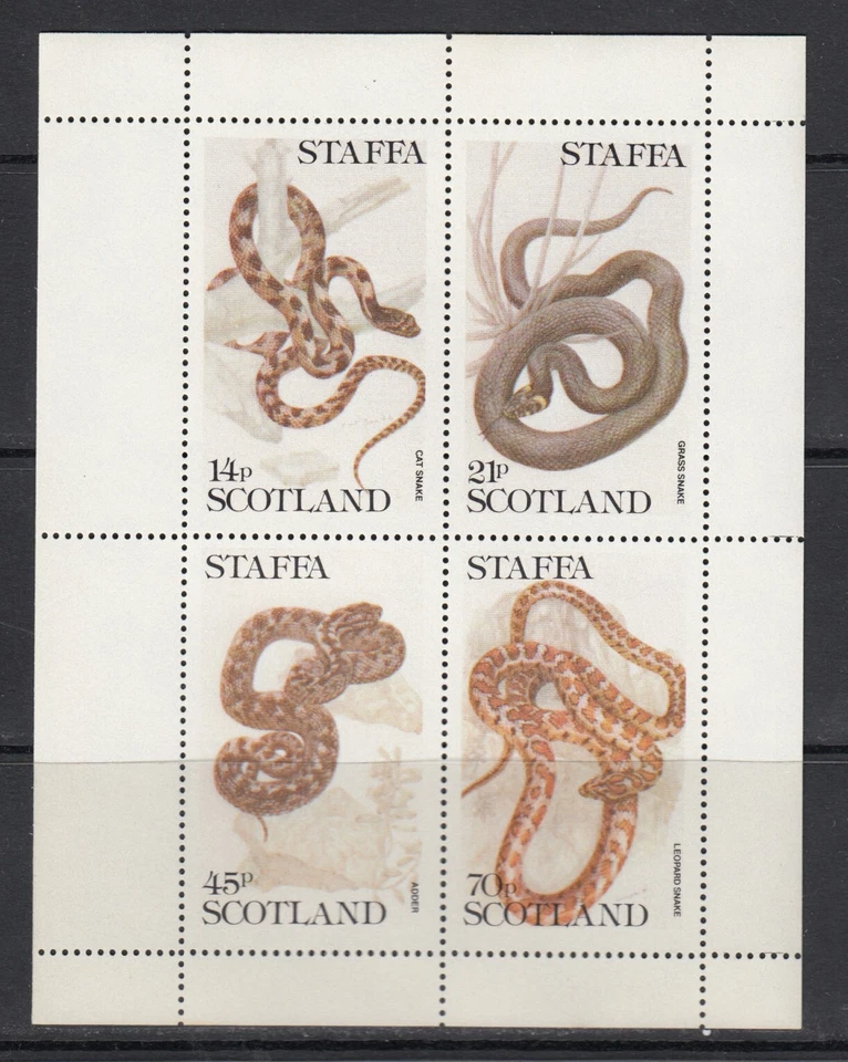 Snakes 1979 Staffa Scotland UK MNH 4 v M/s perf Set - Image 1 of 1