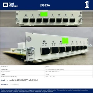 HPE Aruba J9993A 8-Port 10GbE SFP+ v3 zl Module - Same Day Shipping - Picture 1 of 4
