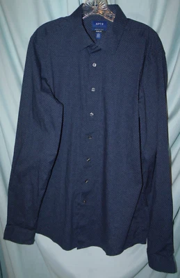 Apt. 9 Collared LS Dress Button Up Shirt Blue Polka Dot Men's LT Tall Slim - Image 1 of 4
