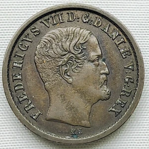 1853 Danimarca 1 Rigsbankskilling bella moneta dettagliata - Foto 1 di 11