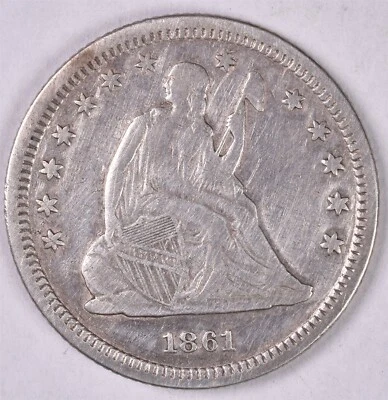 1861 Seated Liberty Silver Quarter  - Image 1 of 2