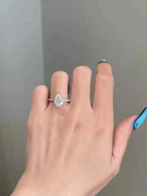 Women's Wedding Ring 1.80CT Pear Cut Lab Grown Diamond Certified 14k White Gold - Image 1 of 4
