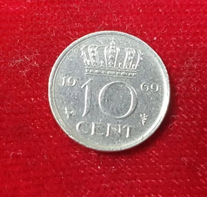 1969 10 Cent Coin Coin Netherlands Holland Queen Juliana - Picture 1 of 2