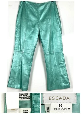 Pantalones de vestir para mujer ESCADA mezcla de rayón forrados satinado talla 36 turquesa Foto 1 de 4