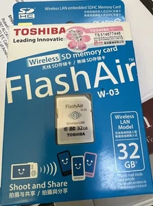 TOSHIBA FlashAir W-03 Wifi SD-Card 32GB Photo Transfer to iPhone/Android - Picture 1 of 1