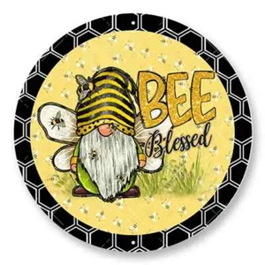 *NEW* ALUMINUM 8"X8" SIGN ~ BEE BLESSED ~ GNOME ~ ABSOLUTELY ADORABLE - Picture 1 of 1