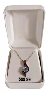 Gold Over Silver Blue Topaz Swirl Pendant 18" Chain - Picture 1 of 4