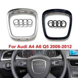 Silber, Schwarz Lenkrad Emblem Rahmen Blende Für Audi A4, A6, Q5 08-12 - Bild 1 von 7