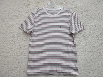 Volcom Shirt Small Adult White Red Striped Casual Logo Stretch Modern Fit Mens S - Image 1 of 4