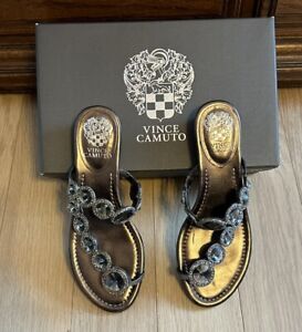Vince Camuto Steel Metallic Nappa Sandals - Bronze Metallic - Size 7