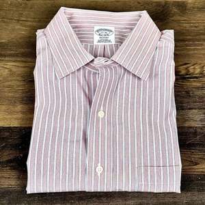Brooks Brothers Camicia Abito Uomo XL 17-36 Lt Rosa Riga Reggente Bottone Non Ferro - Foto 1 di 6