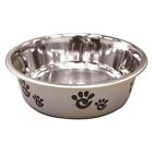 Pawprint Dog Bowls Stainless Steel Pet Dishes Choose Red Black or Silver  Size