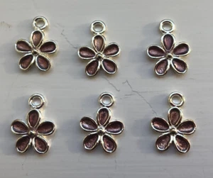 10 x Purpley/brown  Metal Enamelled Flower Charms approx 10mm New - Picture 1 of 2
