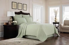 Royal Heritage Home Coverlet Set Queen Size Matelasse Cotton Solid Color Green