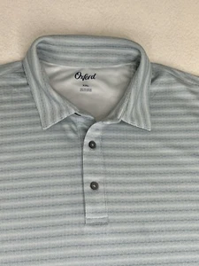 Oxford Golf Men's Polo Shirt Light Blue Striped Short Sleeve Size 2XL - Picture 1 of 9