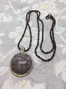 NECKLACE BEAUTIFUL FALL COLOR STONE 24”BROWN CHAIN - Picture 1 of 14