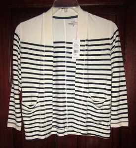 Vineyard Vines Girls New M Open Dreamcloth Striped Cardigan Soft 3/4 Sleeve Navy - Picture 1 of 3