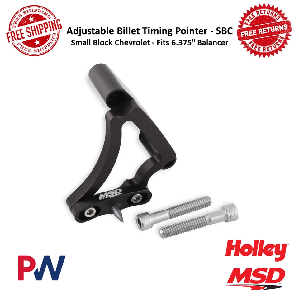 Puntero de sincronización ajustable MSD Billet para bloque pequeño Chevy 6,375 pulgadas Equilibrador Foto 1 de 4