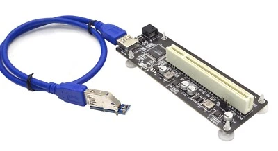 PCI-express 1x to single PCI slot expansion card  ASM1083 chip+USB3.0 cable - Image 1 of 4