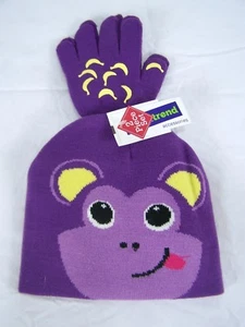 Monkey Bennie Child One Size Purple Monkey Smart Trend Knit Gloves & Hat Set - Picture 1 of 7