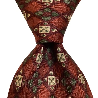 ERMENEGILDO ZEGNA SOFT Men's Silk Necktie ITALY Luxury Geometric Burgundy EUC - Image 1 of 3