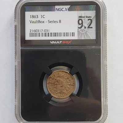 1863 Indian Head Penny VaultBox Series 8 NGC Mint State 9.2 - Image 1 of 2