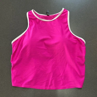 Camiseta sin mangas Torrid para mujer 1 rosa caliente blanca inalámbrica cuello alto acolchada espalda deportiva Foto 1 de 4