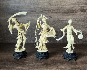 Fontanini Depose Italy Faux Bone Sculptures Figurines Dadao Swords Fisher Woman - Picture 1 of 10