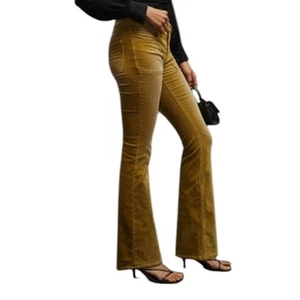 Anthropologie Pilcro The Icon Flare Corduroy Jeans 27 Chartreuse - Picture 1 of 8