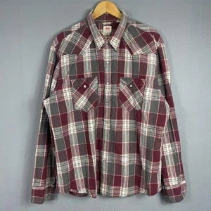 Camisa Levis Pearl Snap Para Hombres XXL 2XL Roja Manga Larga Cuello Punta Top Occidental - Imagen 1 de 17