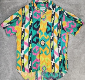 Jams World Shirt Mens Medium Surf Line Hawaii Crinkle Button Up 90s Vintage Top - Picture 1 of 11
