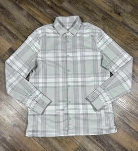 Lululemon Hemd Commission Herren M grau kariert Business Freizeit Stretch Reißverschlusstasche - Bild 1 von 8