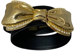 Vintage Carla Marchi Gürtel Damen klein schwarz Samt Strass Schleife Schnalle 80er - Bild 1 von 12