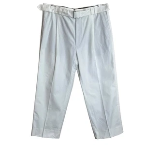 SUITSUPPLY Sortino Mens Pure Cotton White Pants Italy Wide Leg Sz 36 Crop Resort - Picture 1 of 8