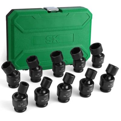3/8" Drive Universal Swivel Impact Socket Set, Metric Socket Set, 10-Piece, P... - Image 1 of 4