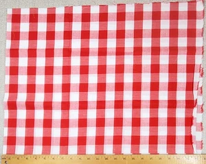 Vintage Red/White GINGHAM 1" Check Fabric ½ yd. x 45" w. Cotton One-inch - Picture 1 of 3