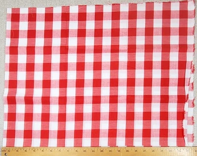 Vintage Red/White GINGHAM 1" Check Fabric ½ yd. x 45" w. Cotton One-inch - Image 1 of 3