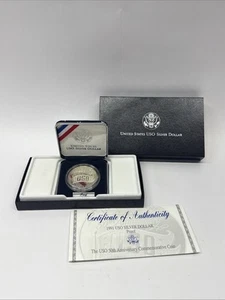 1991 US Mint USO Proof Silver Dollar Coin Set in OGP, 50th Anniv Commemorative - Picture 1 of 4