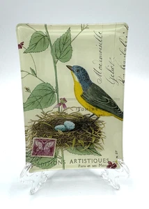 Fringe Studio Warbler Bird Floral trinket dish plate - Picture 1 of 6