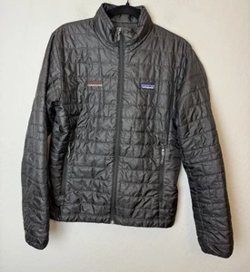 Patagonia Black Primaloft Hooded Insulated Zip Quilted Jacket Mens SMALL *logo* - Picture 1 of 4