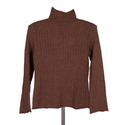 Suéter Pullover REI Para Mujer Suave Mezcla Alpaca TALLA MEDIANA Marrón Enrollado Cuello Simulado Foto 1 de 4