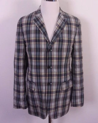 vintage EUC Polo Ralph Lauren 100% Cotton Madras Plaid Blazer Jacket 3 Btn SZ L - Image 1 of 4
