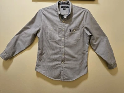 US Polo Assn Blue & White Horizontal Stripe Men's Large Long Sleeve Oxford Shirt - Image 1 of 4