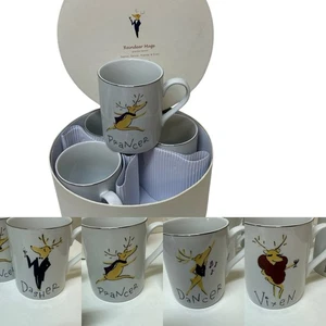 Pottery Barn Reno Tazas Vixen Dasher Prancer Bailarina Caja Navidad Juego de 4 - Imagen 1 de 12