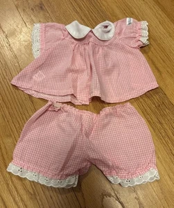 Abito e fiori gingham rosa e bianco toppa cavolo vintage bambina - Foto 1 di 5