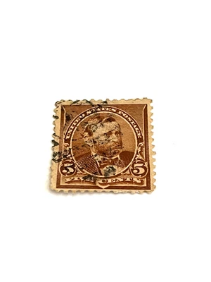 1890 Pres. Grant 5 Cents Brown Stamp Scott 223, no Triangles on corners - Image 1 of 2