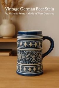 Vintage German Beer Stein 0.5L Marzi & Remy West Germany Salt-Glazed Stoneware - Picture 1 of 14