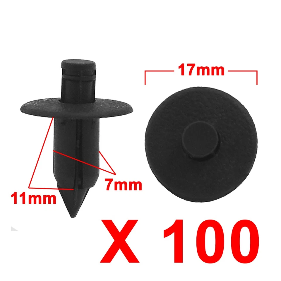 100 Piezas Remaches de Plástico Negro Sujetador Parachoques Guardabarros Pin Clips 7mm para Coche Foto 1 de 2